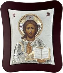 Slevori Icoană argint, Iisus Hristos, 18.6x15.8 cm, argintiu cu ramă maro - dhome - 172,80 RON