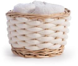 Nef Nef Homeware Set 5 prosoape baie crem 30x30 cm, 100% bumbac, Nef-Nef Borra, coș din nuiele Prosop