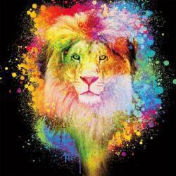 Imageland Tablou portret negru cu leu 80x80 cm, sticlă securizată, Imageland Lion King