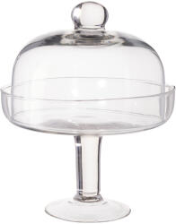 Koopman Fructieră din sticlă cu picior și capac, 19 cm, transparent, Koopman Castron