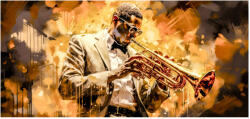 Imageland Tablou portret mare 66x140 cm, trompetist pe canvas, Imageland Golden Sounds