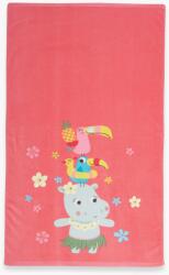 Nef Nef Homeware Prosop de plajă pentru copii 70x120 cm, 100% bumbac, Nef-Nef Junior Aloha Hippo, coral Prosop