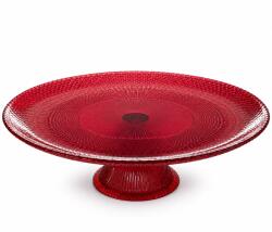Tognana Fructiera din sticla rosie cu picior, rotunda 28 cm, Tognana Castron