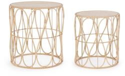 Bizzotto Set 2 măsuțe de cafea Sherly, polyrattan cu blat din pin, Ø38 și Ø45 cm, Bizzotto Masa de cafea