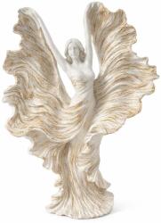 Deco Dekoratif Statueta balerina handmade alb-auriu, 30 cm