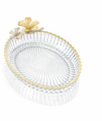 Efegil Platou servire oval din sticlă, EFEGIL Tropik, transparent cu accente aurii Tava
