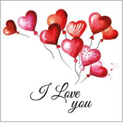 Ambiente Șervețele de masă din hârtie 33x33 cm Ambiente Love balloons, model inimioare, 3 straturi, 20 buc