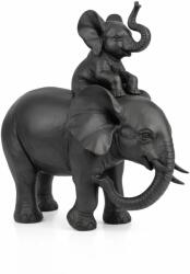 Deco Dekoratif Statueta elefant cu pui handmade neagra, 23 cm