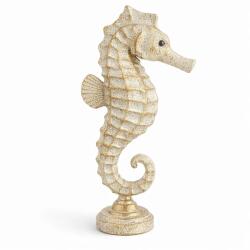 Deco Dekoratif Statueta calut de mare handmade bej-auriu, 29 cm