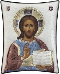 Slevori Icoană argint, Iisus Hristos, 16x20 cm, policrom cu ramă maro