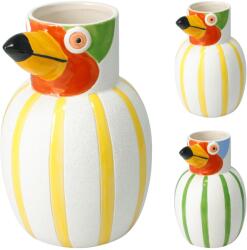 Koopman Vaza decorativa cu cap de pasare si dungi, Koopman, 17x22 cm, diverse variante