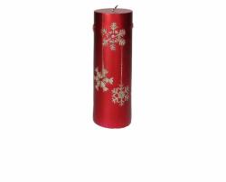 Andrea Fontebasso Lumânare decorativă cilindrică roșie cu fulgi aurii, Andrea Fontebasso, 20 cm