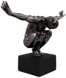 Italfama Statueta Italfama Barbat in Salt pe Cub negru lucios, H30 cm