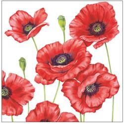 Ambiente Șervețele de masă din hârtie 33x33 cm, maci roșii, Ambiente Romantic Poppy, 3 straturi, 20 buc