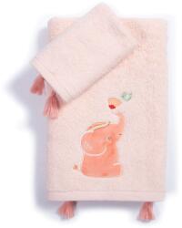 Nef Nef Homeware Set prosoape baie roz 30x50 și 70x140 cm, 2 piese, 100% bumbac, Nef-Nef Indonesia, elefănțel brodat Prosop
