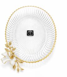 Efegil Platou servire sticlă, decor floral auriu, Efegil 23x28 cm transparent-auriu Tava