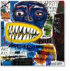 Supergreens Tablou graffiti mare 120x120 cm, în stil Basquiat, SUPERGREENS
