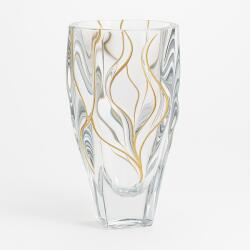 Bohemia Jihlava 1845 Vază decorativă din cristal Bohemia Jihlava, colecția Bamboo, auriu-transparent, H 30 cm