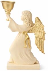 Deco Dekoratif Statueta inger handmade crem-auriu cu pocal, 26.5 cm
