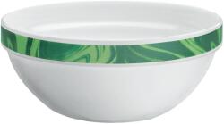 Bormioli Rocco Bol servire din sticlă opal, 17 cm, 1 L, alb cu decor verde, Bormioli Rocco Careware Natura Verde Castron