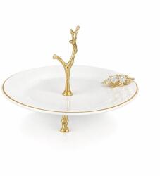 Efegil Fructieră din porțelan alb cu ornament auriu, 19x19x15 cm, Efegil LUXURY Castron