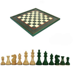Italfama Set șah Italfama, tablă rădăcină de arțar verde, piese din lemn Staunton, 45x45x4 cm