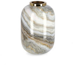 Bizzotto Vază decorativă din metal Bizzotto Marsha, model marmorat alb-gri-auriu, H25 cm