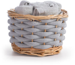 Nef Nef Homeware Set prosoape baie gri, 5 piese, 30x30 cm, 100% bumbac, Nef-Nef Borra, în coș împletit Prosop