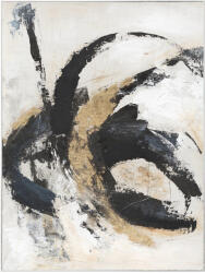 Imageland Tablou abstract mare 90x120 cm, canvas cu folie metalică, Imageland Black & Gold Expression