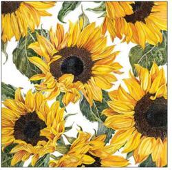 Ambiente Șervețele de masă din hârtie 33x33 cm Sunflowers, model floral galben, Ambiente, 3 straturi, 20 buc