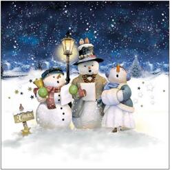 Ambiente Șervețele de masă hârtie 33x33 cm Ambiente Singing Snowmen, model oameni de zăpadă, 3 straturi, 20 buc