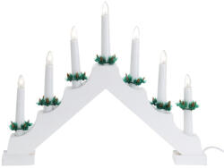 Koopman Decorațiune LED de Crăciun, pod cu 7 lumânări Koopman Christmas Line, 41x5, 5x30 cm, lemn de pin alb, cu întrerupător