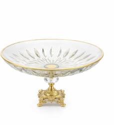 Efegil Fructieră din sticlă cu picior 29 cm, transparent-auriu, Efegil Luxury Castron