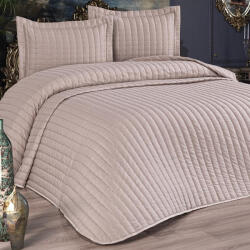 Asir Set cuvertură pat dublu matlasată bumbac 250x260 cm + 2 fețe pernă 55x75 cm, Asir Dublin, bej Cappucino
