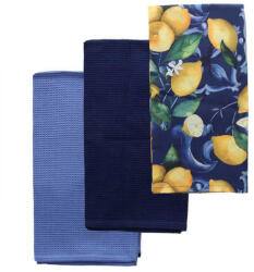 Andrea Fontebasso Set 2 prosoape bucătărie bumbac + napron, CITRUS COLLECTION, 50x70 cm, Andrea Fontebasso albastru