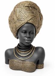 Deco Dekoratif Statueta femeie cu turban handmade negru-auriu, 34 cm