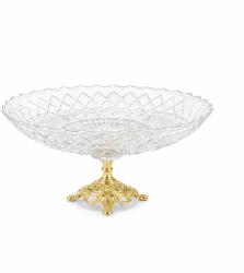 Efegil Fructieră din sticlă cu picior 29x29x13 cm, transparent-auriu, Efegil Luxury Castron