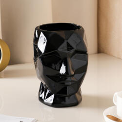 Global Store Vază decorativă din ceramică Global Store Kai, cap stilizat, negru glazurat, H19 cm