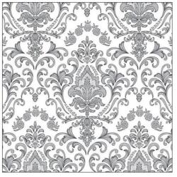 Ambiente Șervețele de masă din hârtie 33x33 cm Ambiente Baroque ornament, argintiu, 20 buc