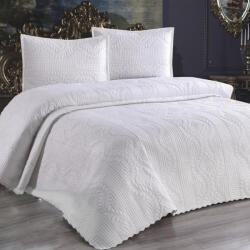 Asir Set cuvertură pat dublu matlasată, bumbac, 230x250 cm + 2 fețe pernă 60x80 cm, Asir Sena, crem