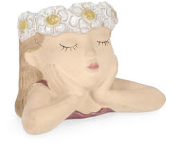 Bizzotto Vas decorativă din ceramică Bizzotto Chanty Volto Margherita, chip de fată cu coroniță, H17 cm