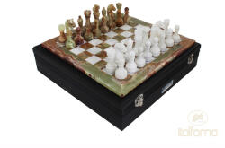 Italfama Set șah din marmură și onix Italfama, tablă 30x30 cm, casetă depozitare inclusă