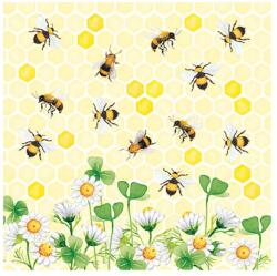Ambiente Șervețele de masă din hârtie 33x33 cm Ambiente Bees Joy, model cu albine, 3 straturi, 20 buc
