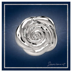 Slevori Tablou trandafir argintiu 30x30 cm, decor de perete pe fundal albastru, SLEVORI