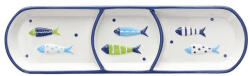 Tognana Platou servire aperitive dreptunghiular, 3 compartimente, stoneware Tognana Relief Collection albastru 28.5 cm Tava