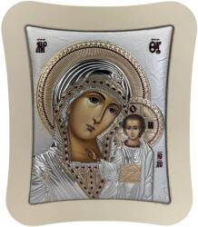 Slevori Icoană argint, Maica Domnului cu Pruncul, 18.6x15.8 cm, argintiu cu ramă crem