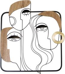 Eurolamp Decoratiune de perete metalica Eurolamp, doua chipuri line art cu lemn, 61 cm