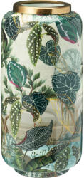 Koopman Vază decorativă metalică cu frunze tropicale Koopman, verde-auriu, H 30 cm
