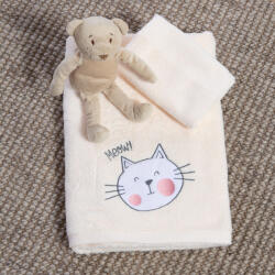 Nef Nef Homeware Set prosoape baie 30x50 și 70x140 cm, 2 piese, 100% bumbac, Nef-Nef Cat Life, ecru Prosop