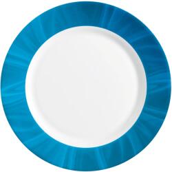 Bormioli Rocco Farfurie întinsă sticlă opal 23, 5 cm Bormioli Rocco Careware Natura Blu, alb cu bordură albastră